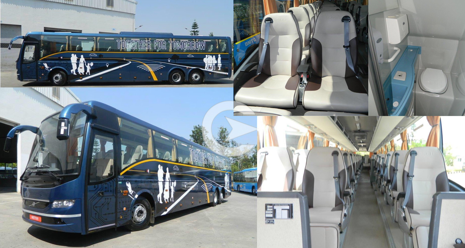 53 Seater Volvo with washroom Multi Axle  hire in Delhi